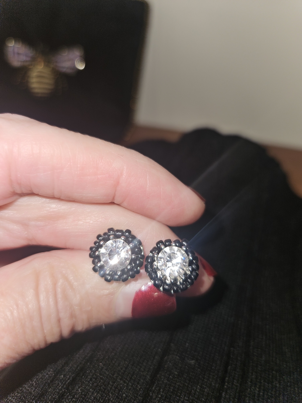 Classic Black Halo Crystal Stud Earrings
